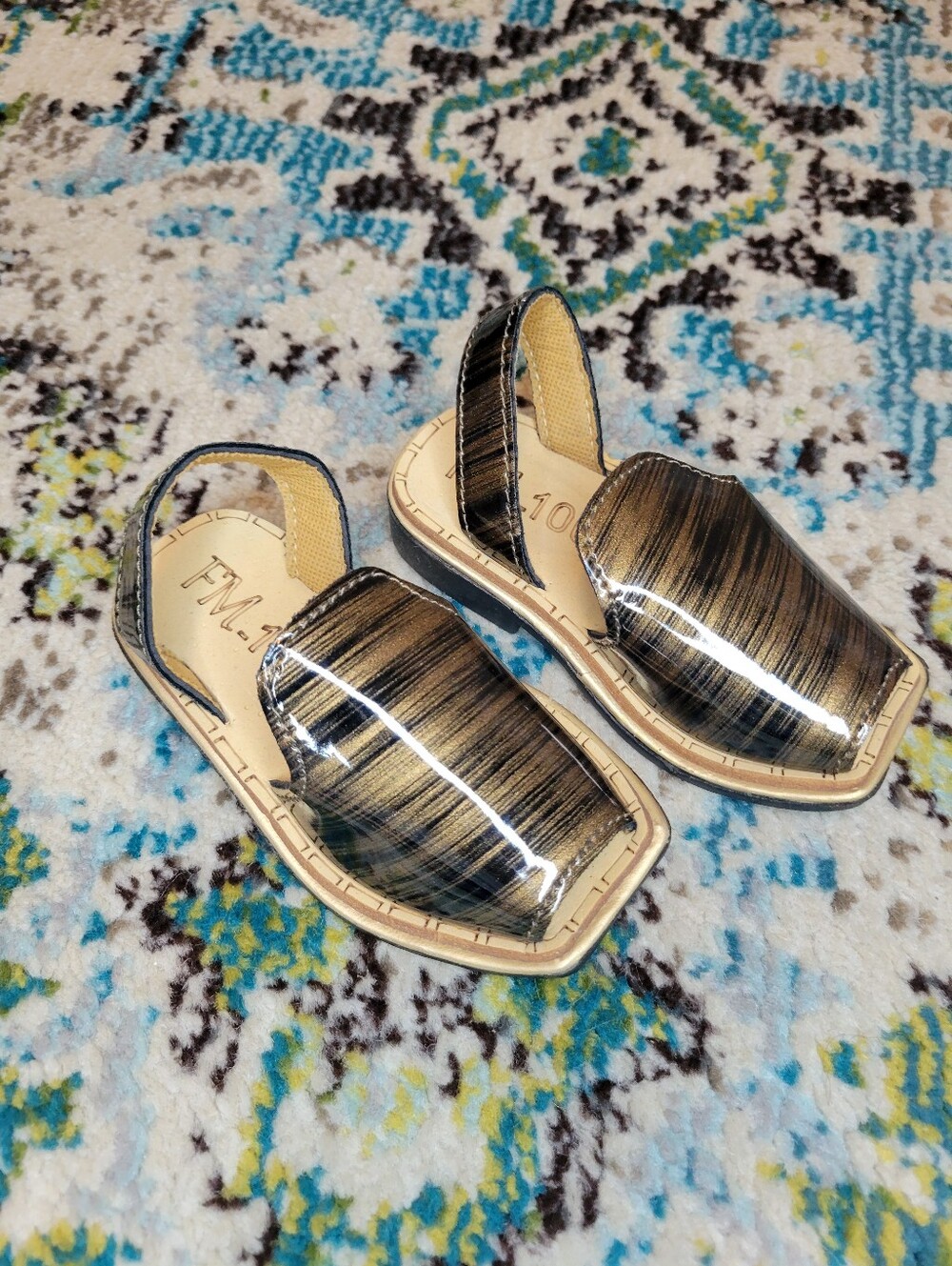 Handcrafted FM Metallic Gold Leather Slingback Peshawari Chappals Sandals, Tod 3